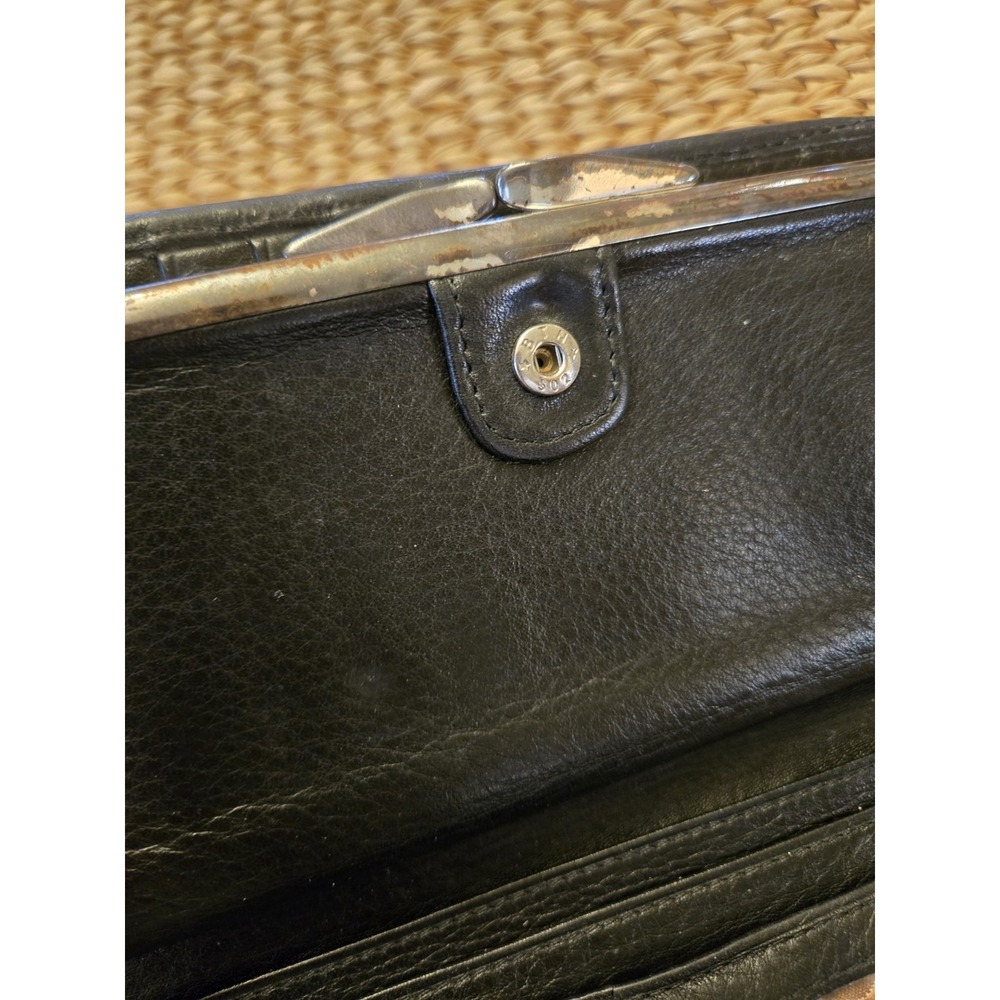 Black Leather Brighton Ferrara Folio Wallet Woven Texture Silver Accents *READ - Picture 11 of 11